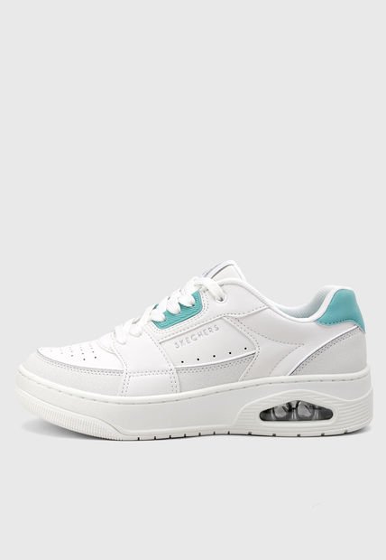 Tenis Lifestyle Blanco-Verde Turquesa SKECHERS Uno Court-Courted