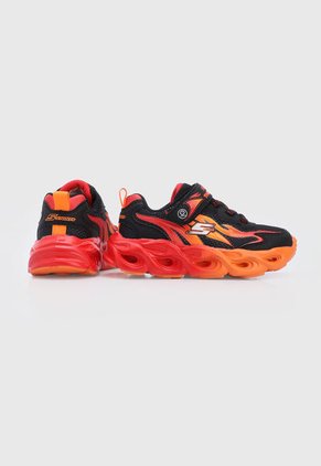Tenis Lifestyle Negro-Naranja-Rojo Skechers Kids S Lights Thermo Flash