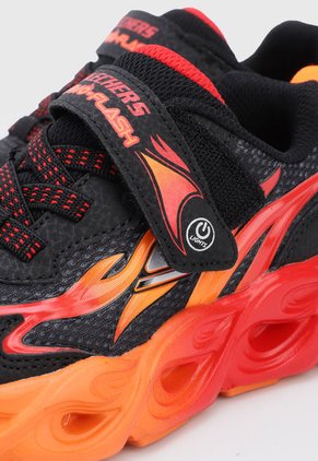 Tenis Lifestyle Negro-Naranja-Rojo Skechers Kids S Lights Thermo Flash