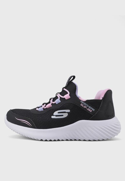 Tenis Lifestyle Negro-Blanco-Rosa SKECHERS Bounder - Simple Cute