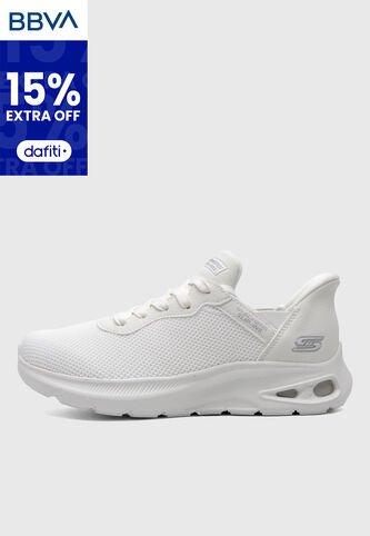 Tenis SKECHERS Knit Lace Up Slip On Blanco Skechers