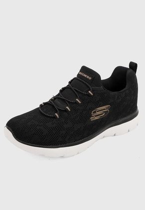 Tenis Training Negro-Dorado-Blanco Skechers Leopard Sport