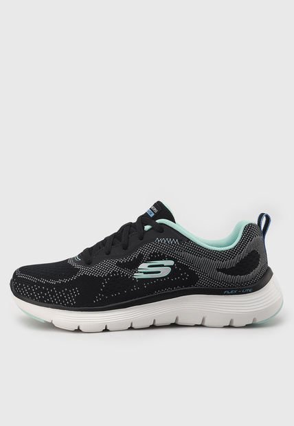 Tenis Training Negro-Blanco-Verde Menta SKECHERS Flex Appleal 5.0 - Cruising Thru