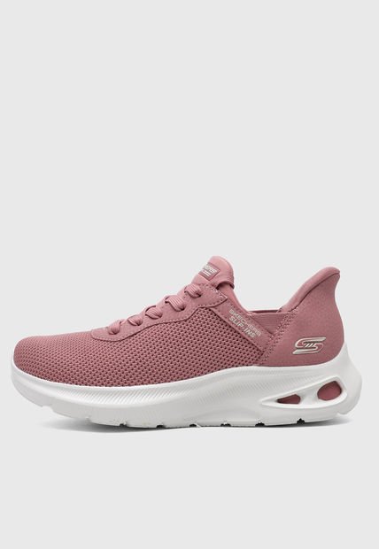 Tenis SKECHERS Knit Lace Up Slip On Rosa