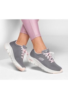 Tenis Skechers Archfit - Big Appeal Color Gris / Blanco / Rosa Para Mujer