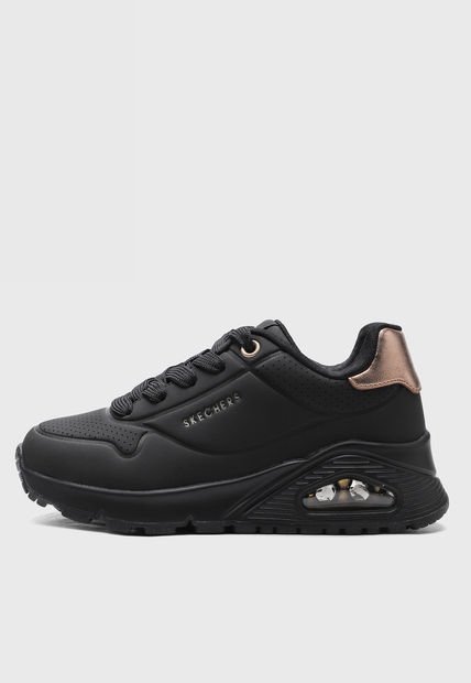 Tenis Lifestyle Negro-Oro Rosa Skechers Uno Gen1 - Shimmer Away