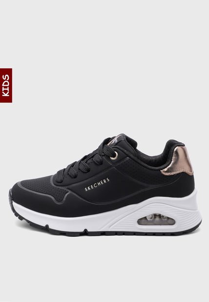 Tenis Lifestyle Negro-Blanco-Oro Rosa Skechers Uno Gen1 - Shimmer Away