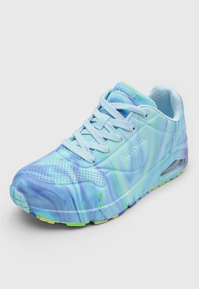 Tenis Lifestyle Celeste-Verde Neón-Violeta Skechers Uno-Like Water