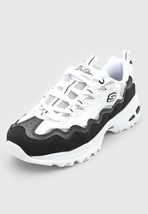 Tenis Lifestyle Blanco-Negro-Gris Skechers D'Lites-Get Wavy