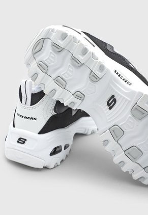 Tenis Lifestyle Blanco-Negro-Gris Skechers D'Lites-Get Wavy