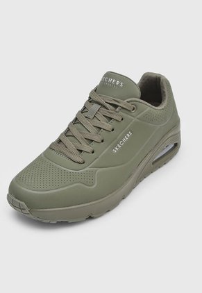 Tenis Lifestyle Verde Oliva Skechers Uno - Stand On Air