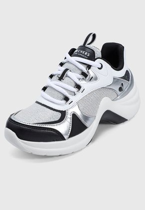 Tenis Lifestyle Blanco-Negro-Plateado Skechers ST. - Groovilivious
