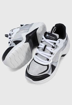 Tenis Lifestyle Blanco-Negro-Plateado Skechers ST. - Groovilivious
