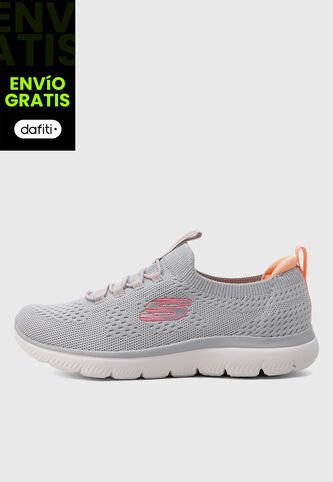 Tenis SKECHERS Stretch Knit Bungee Slip-On Gris Skechers