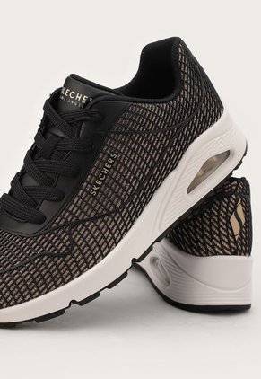 Tenis Lifestyle Negro-Oro Rosa-Blanco Skechers Uno - Shine Thru