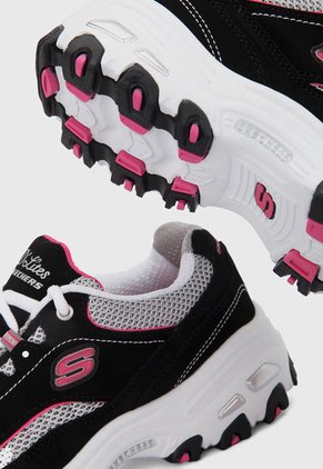 Tenis Lifestyle Negro-Blanco-Rosa Skechers D'Lites