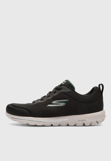 Tenis Walking Negro-Blanco-Turquesa SKECHERS Go Walk Travel