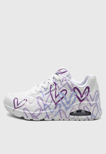 Tenis Lifestyle Blanco-Violeta-Lila Skechers Street Uno - Spread the Love