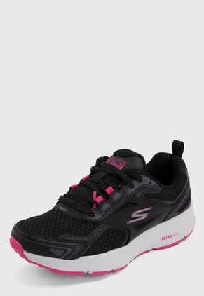 Tenis Running Negro-Blanco-Rosa Skechers Go Run consistente