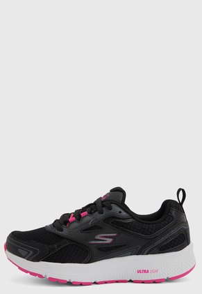 Tenis Running Negro-Blanco-Rosa Skechers Go Run consistente