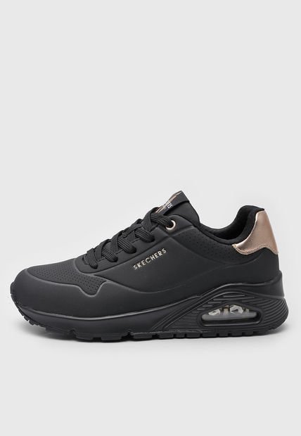 Tenis Lifestyle Negro-Oro Rosa Skechers Uno- Golden Air