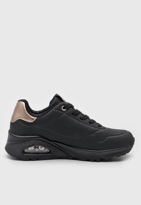 Tenis Lifestyle Negro-Oro Rosa Skechers Uno- Golden Air