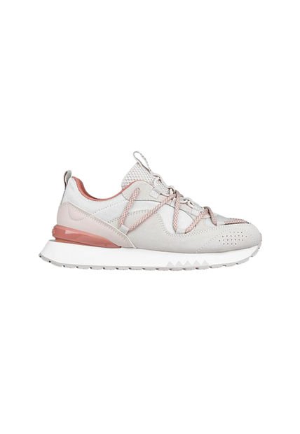 Tenis SKECHERSMULTI KNIT LACE-UP- Gris Con Rosado Para Mujer