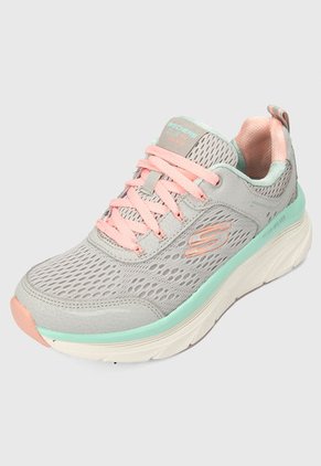 Tenis Running Gris-Rosa-Verde Skechers Max Flex Gri Kad_n