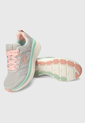 Tenis Running Gris-Rosa-Verde Skechers Max Flex Gri Kad_n