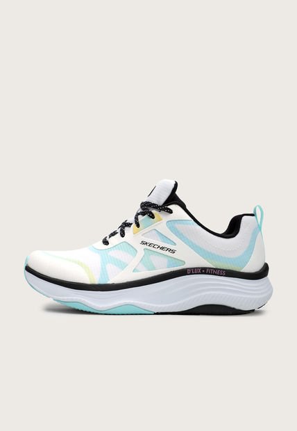 Tenis Training Blanco-Aguamarina-Negro Skechers  D'Lux Fitness - Bright Balance