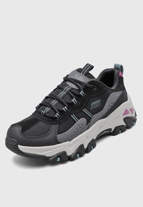 Tenis Outdoor Negro-Gris-Fucsia Skechers D'lites Hiker