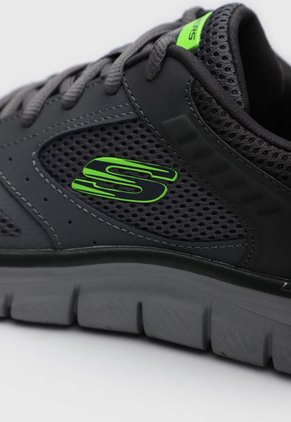 Tenis Training Gris-Verde Neón Skechers Track Syntac