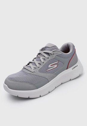 Tenis Training Gris-Blanco-Rojo Skechers Go Walk Flex