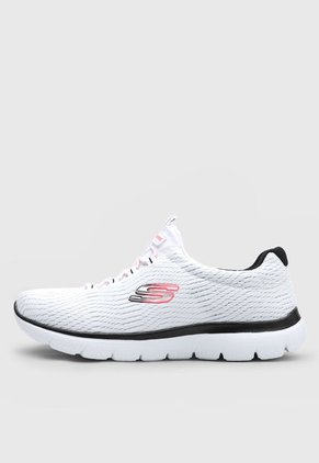 Tenis Training Blanco-Negro-Rosa Neón Skechers Summits Next Wave