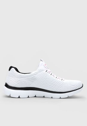 Tenis Training Blanco-Negro-Rosa Neón Skechers Summits Next Wave