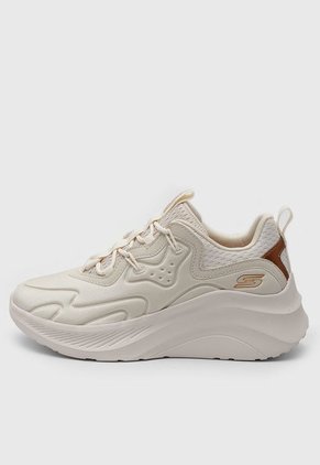 Tenis Lifestyle Beige-Ocre Skechers Bobs Sport Chaos Hl- Radiant Shine