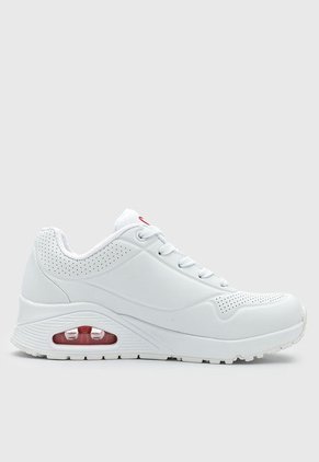 Tenis Lifestyle Blanco-Rojo Skechers Uno-Dripping In Love