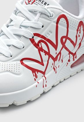 Tenis Lifestyle Blanco-Rojo Skechers Uno-Dripping In Love