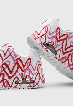 Tenis Lifestyle Blanco-Rojo-Magenta Skechers Uno - Apread The Love