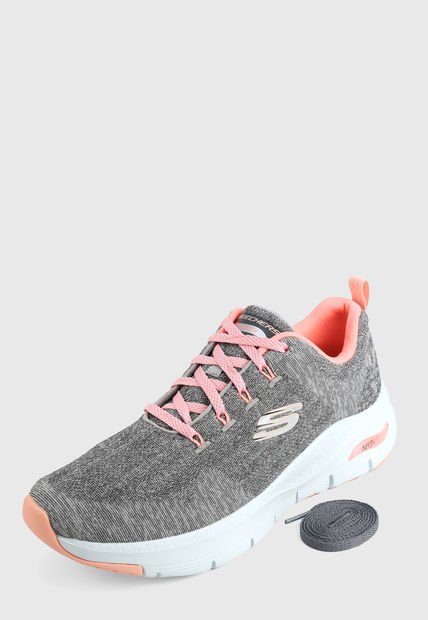 Tenis Training Gris-Coral-Blanco Skechers Arch Fit