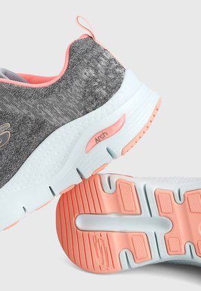 Tenis Training Gris-Coral-Blanco Skechers Arch Fit