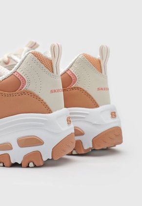 Tenis Lifestyle Beige-Nude-Blanco Skechers D'Lites-Get Wavy