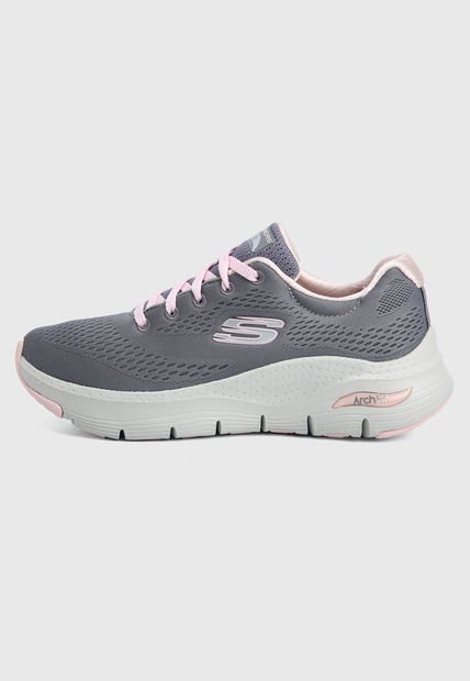 Tenis Running Gris-Rosa Skechers  Arch Fit-Sunny Outlook