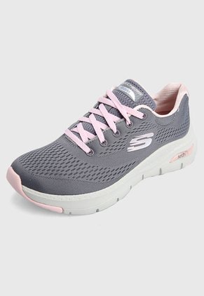 Tenis Running Gris-Rosa Skechers  Arch Fit-Sunny Outlook