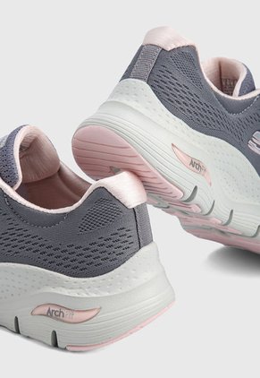 Tenis Running Gris-Rosa Skechers  Arch Fit-Sunny Outlook