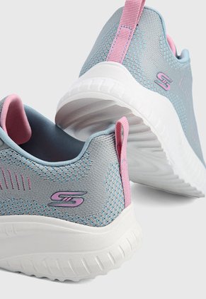 Tenis Training Gris-Blanco-Azul-Rosa Skechers BOBS Squad Chaos - Color Crush