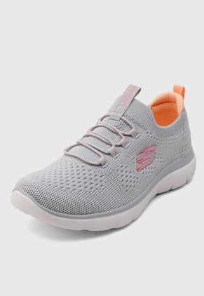 Tenis SKECHERS Stretch Knit Bungee Slip-On Gris