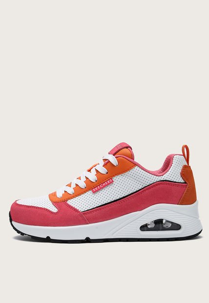 Tenis Lifestyle Coral-Naranja-Blanco Skechers Uno - 2 Much Fun
