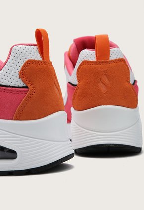 Tenis Lifestyle Coral-Naranja-Blanco Skechers Uno - 2 Much Fun