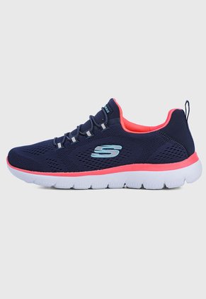 Tenis Running Azul-Rosa-Blanco Skechers